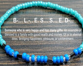 Morse Cord Affirmative Message Hand Beaded Bracelet