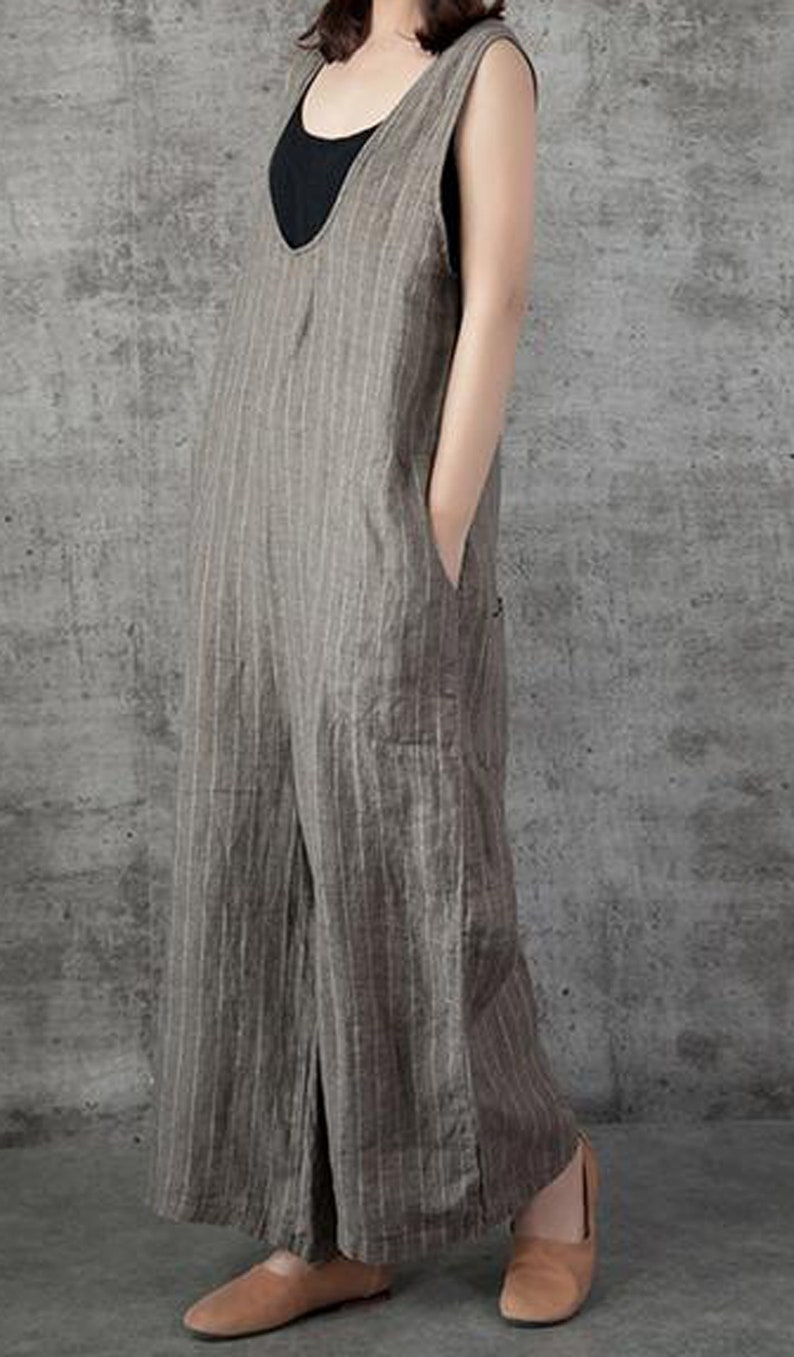 Maternity jumpsuit grey blue linen romper linen whap Etsy