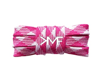 Cerise Pink / White KMF Prism Flat 2026 Shoelaces 9mm Replacement Laces For All Shoes