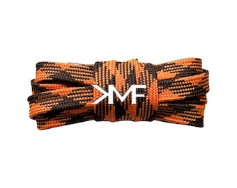 Chocolate / Orange KMF Prism Flat 2026 Shoelaces 9mm Replacement Laces For All Shoes