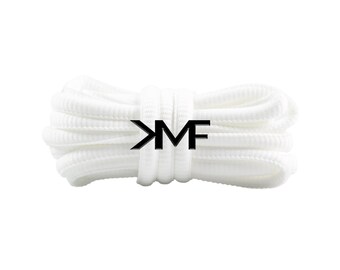 White KMF Slim Oval Replacement Shoelaces For All Shoes Vibrant Laces