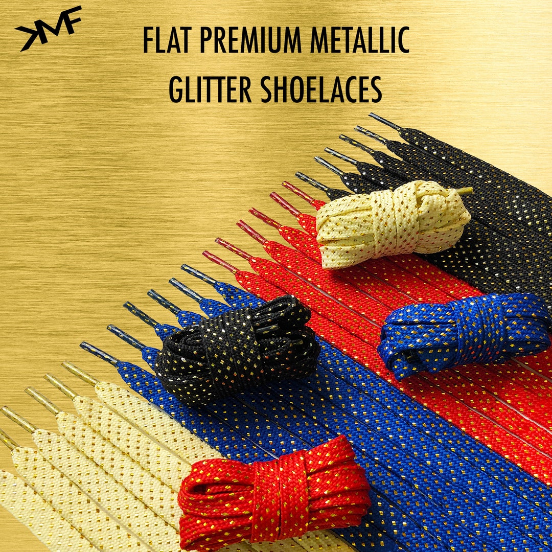 Flat Premium Metallic Glitter Shoelaces High Quality Laces Etsy