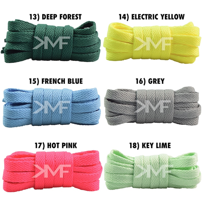 Flat Colorful Shoelaces Brand New in Over 30 Colors Quality Etsy