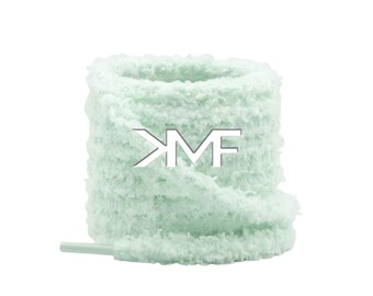 Mint Fluffy Shoelaces 18mm Thick Flat 55 Inches Shoelaces