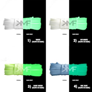Shoelaces for shoes Flat GLOW IN DARK Soft Shimmer Premium Shoelaces