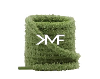 Moss Fluffy Shoelaces 18mm Thick Flat 55 Inches Shoelaces