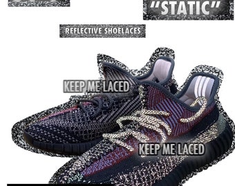 Yeezy Boost V2 Static Reflective Black Shoelaces - Etsy