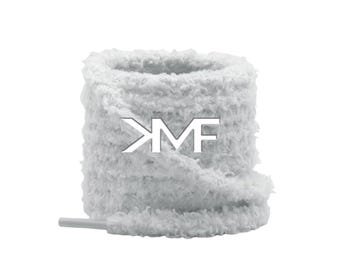 Grey Fluffy Shoelaces 18mm Thick Flat 55 Inches Shoelaces