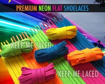 Platte neon levendige premium schoenveters kleurrijke veters Snelle verzending