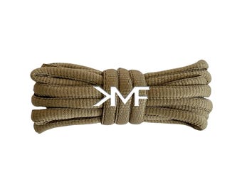 Khaki KMF Slim Oval Replacement Shoelaces For All Shoes Vibrant Laces