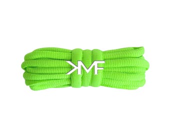 Neon Green KMF Slim Oval Replacement Shoelaces For All Shoes Vibrant Laces