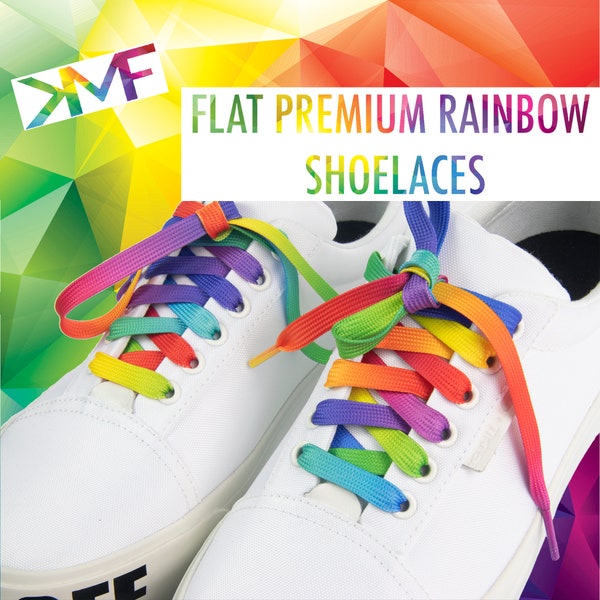 Flat Premium Rainbow Tie Dye Vibrant Colorful Shoelaces Laces For All Shoes Fast Shipping