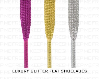 Luxury Glitter Premium Flat Shoelaces High Quality Laces Fast Shipping