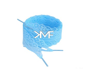 Baby Blue Elegant Pattern 55 Inches Flat Laces 25mm Wide Shoelaces