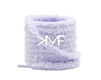 Lavender Fluffy Shoelaces 18mm Thick Flat 55 Inches Shoelaces