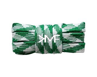 Green / White KMF Prism Flat 2026 Shoelaces 9mm Replacement Laces For All Shoes