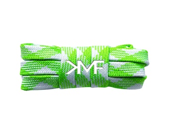 Neon Green / White KMF Prism Flat 2026 Shoelaces 9mm Replacement Laces For All Shoes