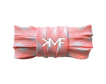 Bright Coral Pink / White KMF Prism Flat 2026 Shoelaces 9mm Replacement Laces For All Shoes