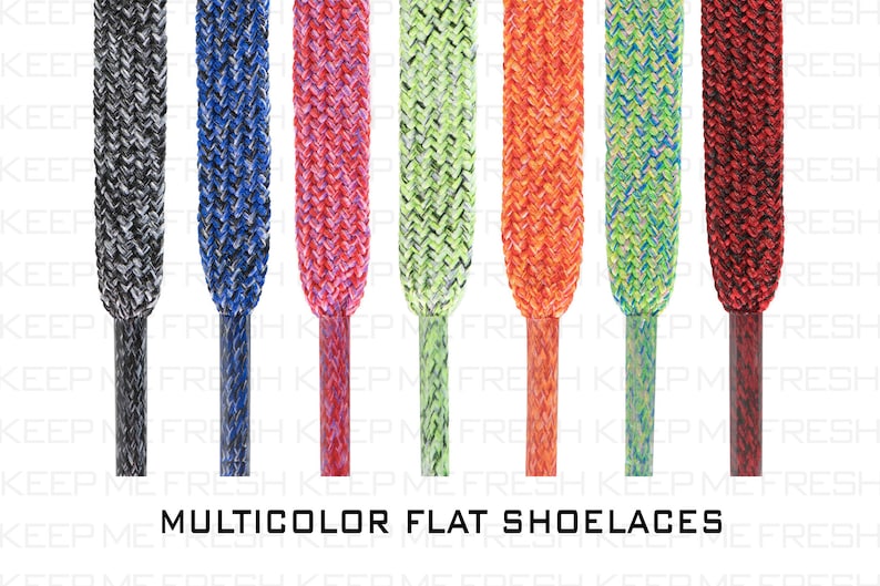 Flat Multicolor Premium Shoelaces Vibrant Colorful Laces Fast Etsy