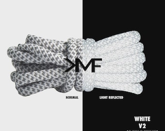 White V2 Reflective KMF Boost 350 Shoelaces 5mm Yeezy Adidas V2 Replacement Rope Laces