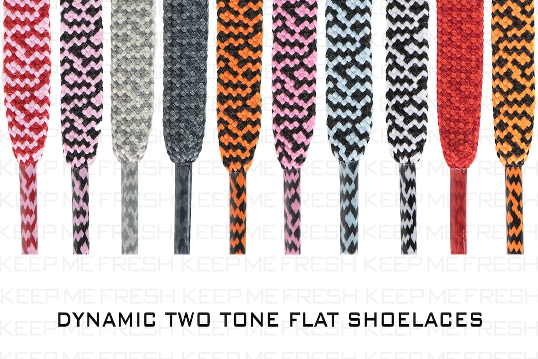 Flat Two Tone Pattern Premium Shoelaces Colorful Patterned Laces Fast