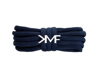 Navy Blue KMF Slim Oval Replacement Shoelaces For All Shoes Vibrant Laces