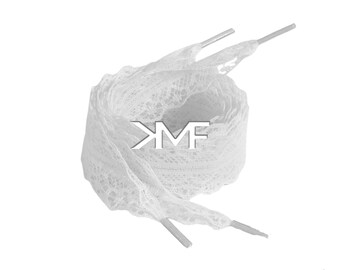 White Elegant Pattern 55 Inches Flat Laces 25mm Wide Shoelaces