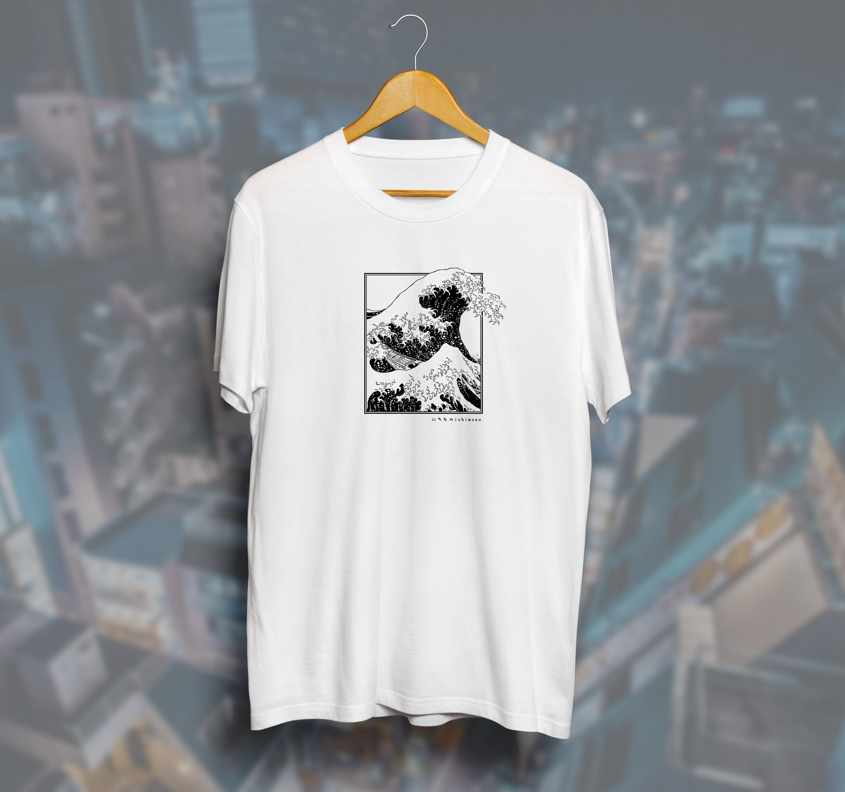 【oan】THE GREAT WAVE Short Sleeve T-shirt GODZILLA SHIRT, JAPANESE Shirt, the Great Wave Kanagawa