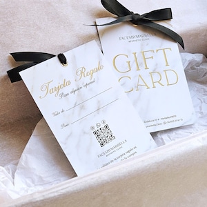 Carta regalo La Luxe Beauty business elegante moderno Voucher confezione cliente ospite vendita servizio design personalizzato logo oro stampa lamina