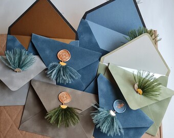 5 sobres de terciopelo, colgante de avestruz estilo evento, tarjeta de regalo, recuerdos, servicio al cliente, papelería para pequeñas empresas, decoración lujosa