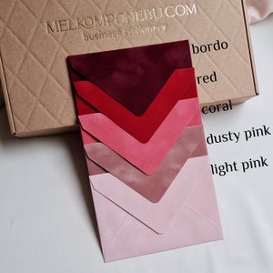 VELVET envelopes for invitation C6 custom colors. Wedding, party, gift cards