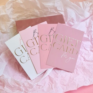 Gift card La Luxe Beauty business stylish modern Voucher wrapping package client guest sales service custom design gold logo foil print