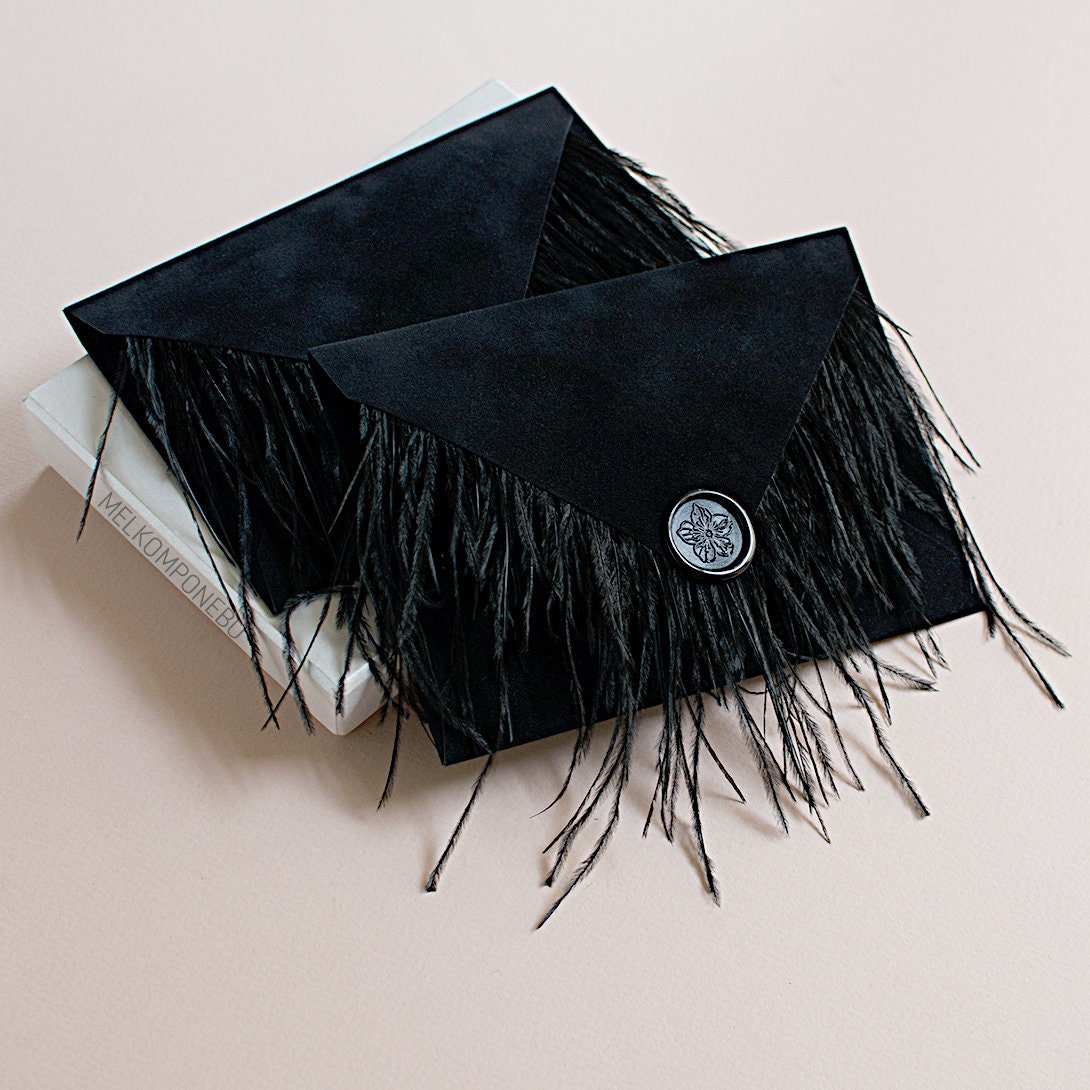 Velvet Envelopes With Feathers 5 Items - Etsy