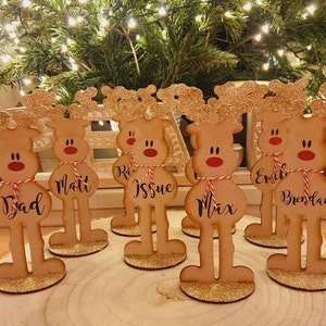 Free standing reindeers / Christmas decoration / personalised Christmas decoration / Christmas family/ Christmas table