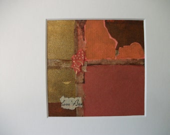 Asian Mixed Media Original Abstract Collage Art Japanese Washi Collage Painting Recycled Paper