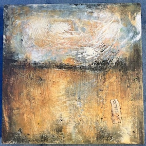 Small Abstract Landscape, Original Oil and Cold Wax Painting, OOAK, Small Work of Art, Moody Landscape, &quot;Unfurled&quot;