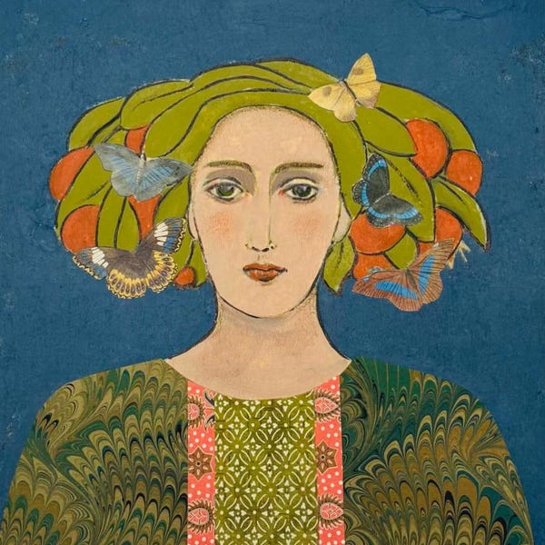 Kristen, Original Portrait, Mixed Media Collage Painting, OOAK, Divine Feminine