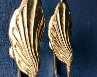 Pair of Leafs Sconces by Tomasso Barbi Italy 1970s Mid Century Modern