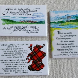Scottish Sayings magnets set of three rectangle magnets, This Is My Country, From The Lonely Shieling and Gentlemen The Tartan