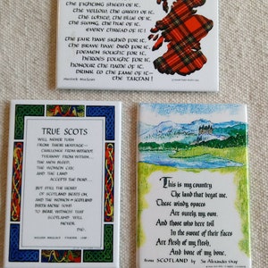 Scottish Sayings magnets set of three rectangle magnets Gentlemen, the Tartan!, This Is My Country and True Scots