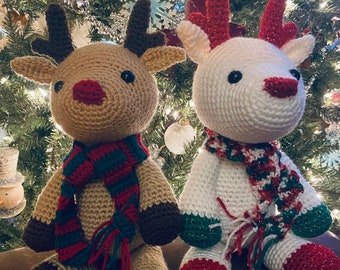 Christmas Reindeer, handmade,  amigurumi crochet reindeer, available in 3 colors, items sold individually, mini reindeer sold separately