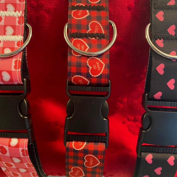 Valentine's Day Big Dog Collar Collection,  Handmade, For Large and Giant Breed Dogs