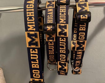 University of Michigan Dog Collar: Handmade UofM Go Blue Ribbon