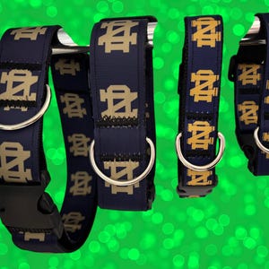 Notre Dame Dog Collars and leashes, Many sizes available, Heavy Duty, fast shipping from Michigan