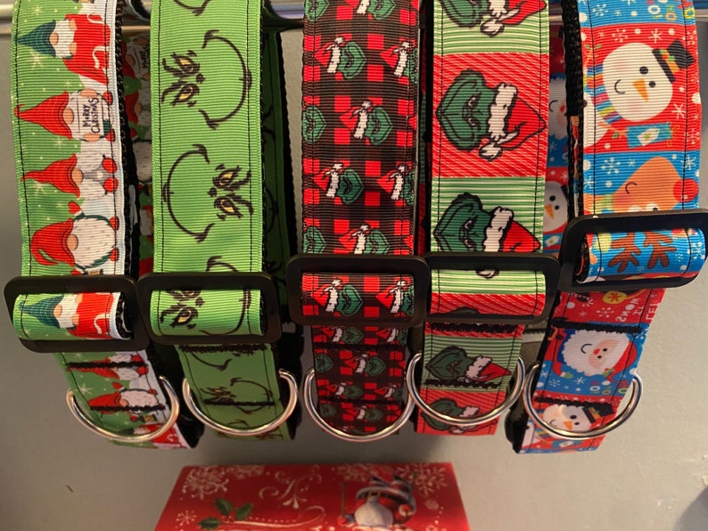 Christmas Handmade Dog Collars, Available in Two Sizes Medium/large