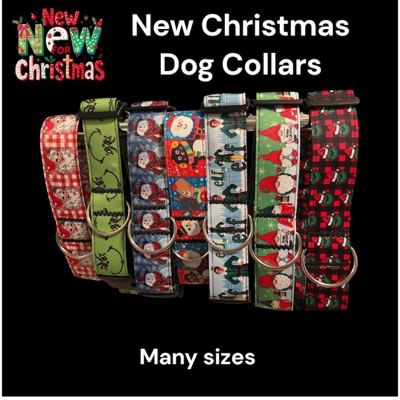 Handmade Christmas Dog Collar, Holiday Grosgrain Ribbon, Large Breed image 1