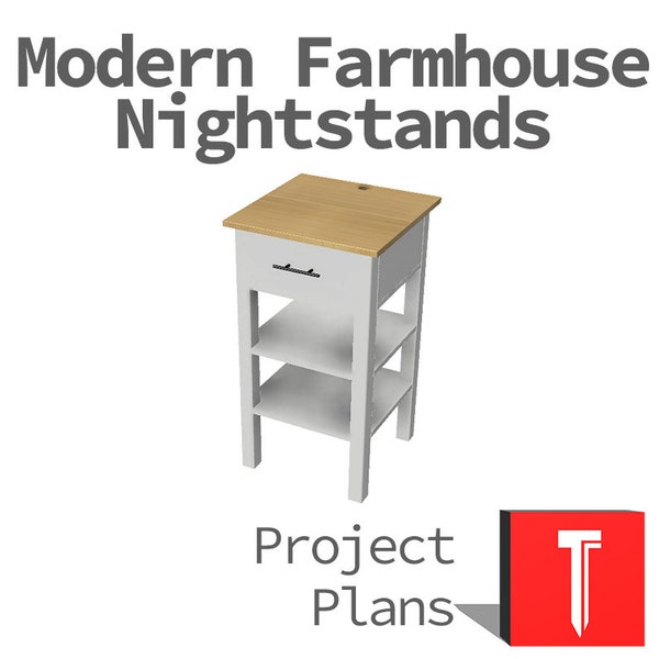 Modern Farmhouse Nightstand Project Plans, Step-by-step downloadable instructions to do it yourself!