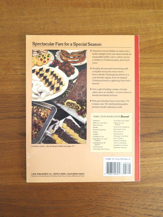 Sunset Holiday Cook Book, 1989, Sunset Magazine, Vintage 1980s