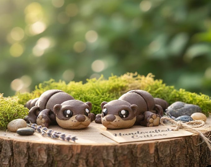 3D Printed Articulated Otter Fidget Toy – Handmade PLA Desk Pet