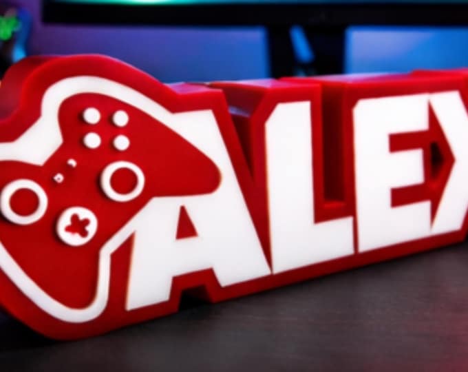 Custom 3D Printed Gamer Name Sign | Gaming Room Decor
